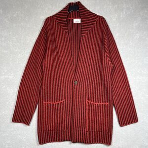 Harden Cardigan Sweater Women’s Size Large/ XL Red Striped 100% Cashmere $1,328